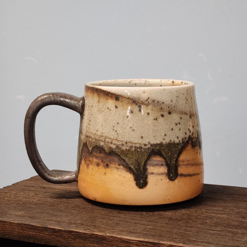 Wood-fired porcelain clay/wound clay mug/coffee cup - Mugs - Pottery Black