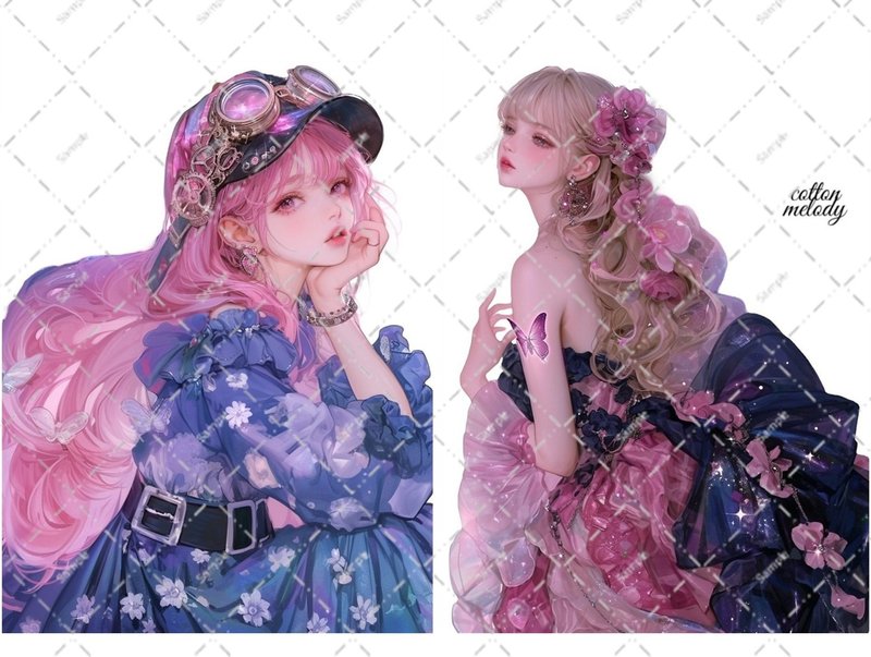 original sticker no.7083 人物ステッカー オリジナルステッカー 人物ステッカー 女の子ステッカー オリジナル人物ステッカー - 貼紙 - 紙 