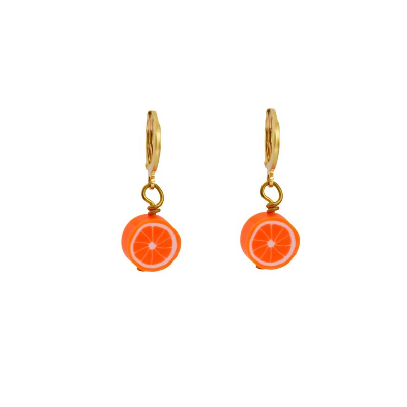 Orange Huggie Earrings | by Ifemi Jewels - Other - Other Materials Gold