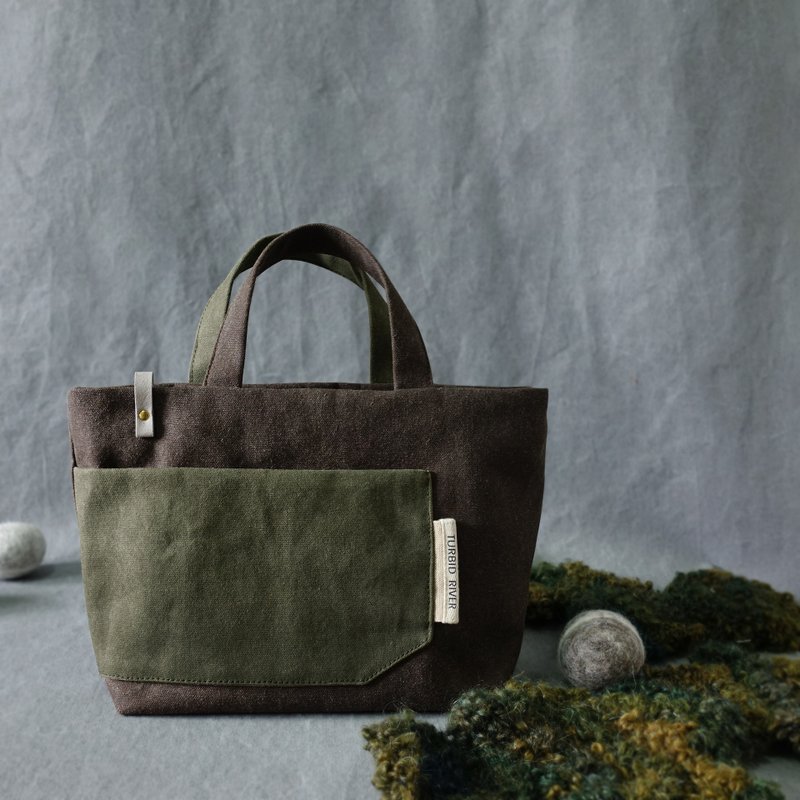 milk tea apricot | Swamp green | Thick pound washed canvas | - Handbags & Totes - Cotton & Hemp Brown