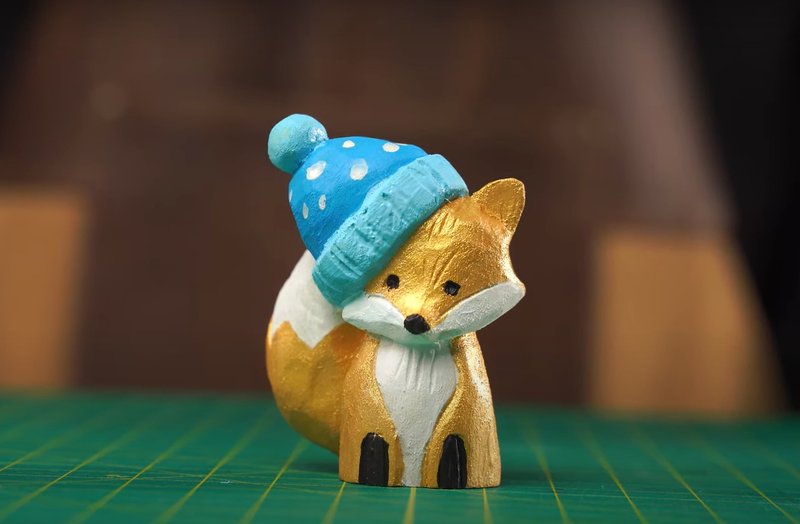 DIY handmade carving material package-hooded little fox - Wood, Bamboo & Paper - Wood Brown