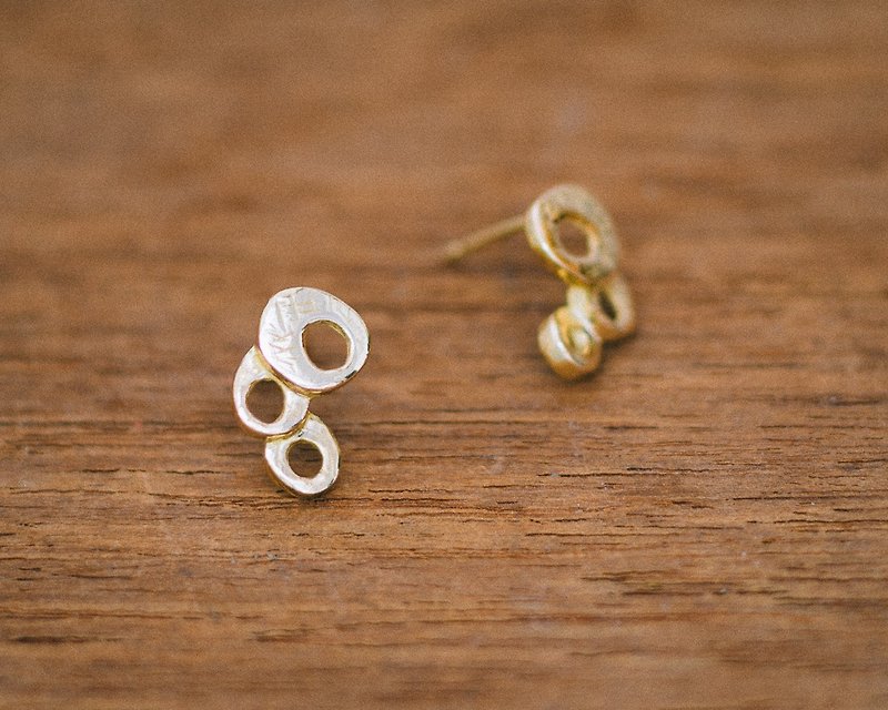 18K earrings - small earrings - bubbles - gift for her - hypo-allergenic - ต่างหู - ทอง 24 เค สีทอง