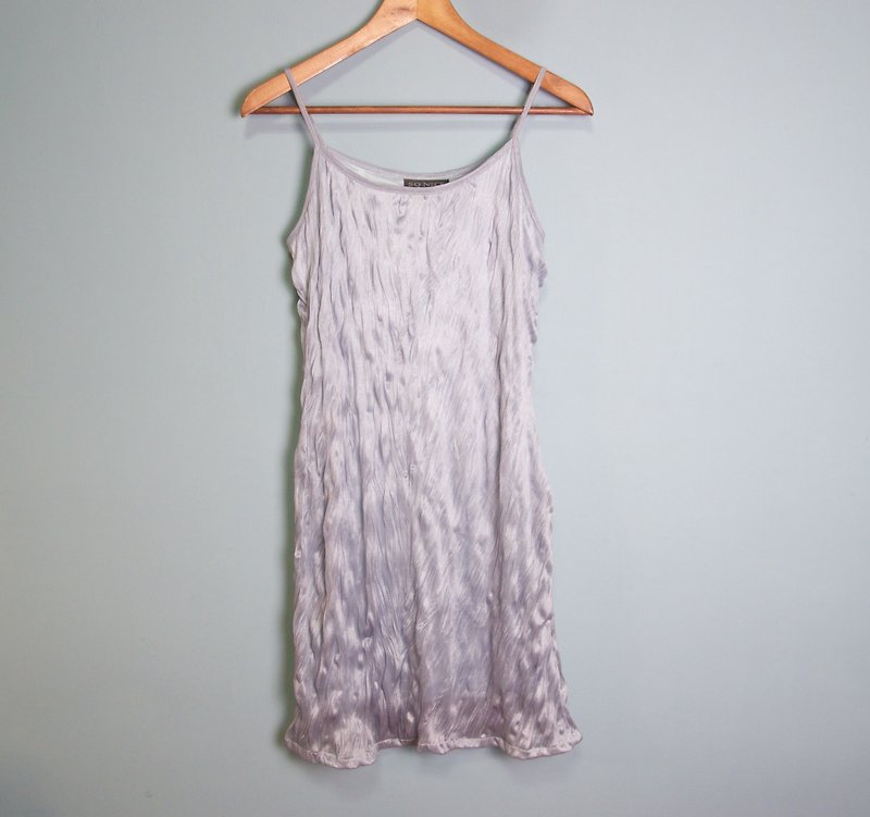 FOAK vintage silver-gray wave strap dress - ชุดเดรส - เส้นใยสังเคราะห์ สีเงิน