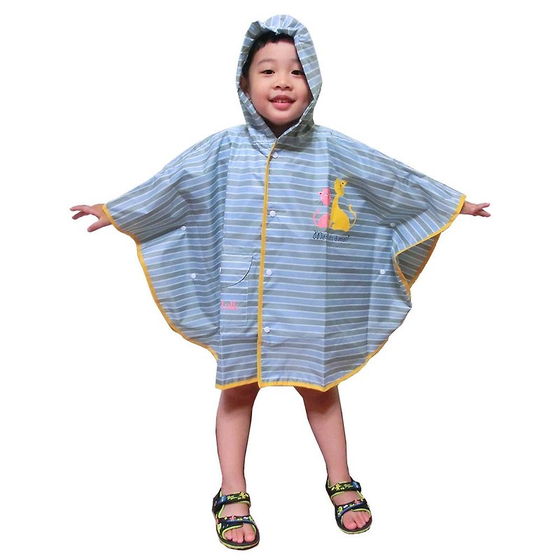 【台灣文創 Rain's talk】淘氣貓咪兒童風雨衣 - 西裝外套 - 防水材質 多色
