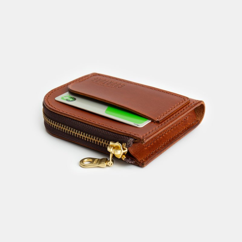 GOURTURE - L-shaped zipper wallet/zipper wallet [amber Brown] - Wallets - Genuine Leather Brown