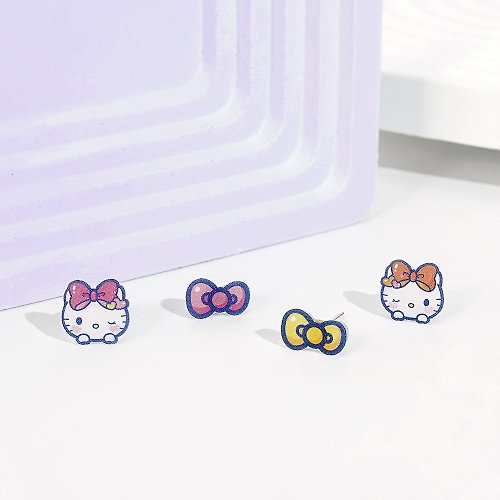 STORY故事銀飾 Hello Kitty 50週年-凱蒂貓造型耳環組-姊妹款