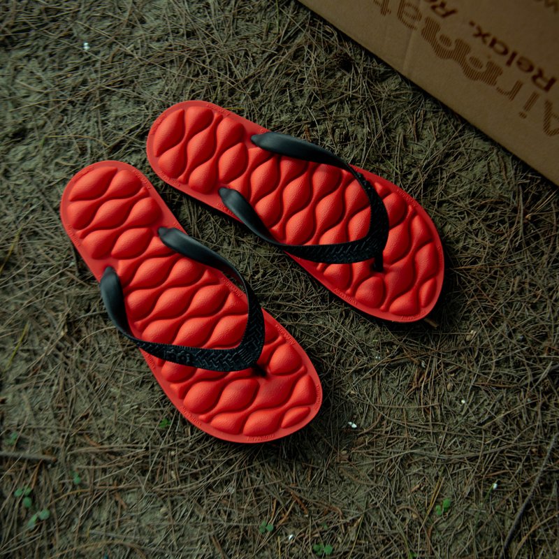 氣墊夾腳拖/人字拖/沙灘涼鞋/氣墊鞋/舒壓 - 拖鞋 - 環保材質 紅色
