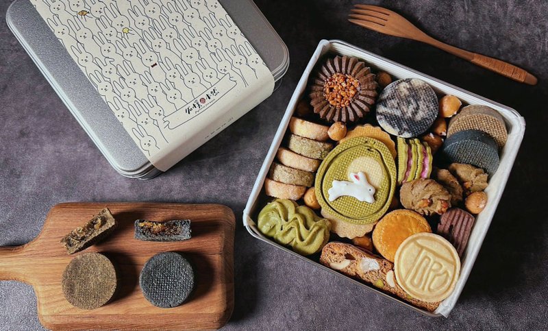 [Normal temperature delivery-Mid-Autumn Gift Box] Jade Rabbit welcomes the autumn and Mid-Autumn Festival biscuits tin box - Handmade Cookies - Fresh Ingredients 