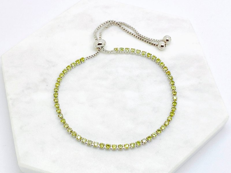 Edith & Jaz • Cubic Zirconia Tennis Bracelet - Peridot - สร้อยข้อมือ - ทองแดงทองเหลือง สีเขียว