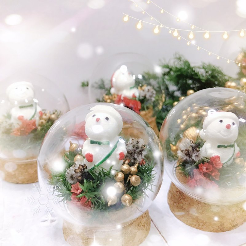 [Flash Shipping 24H] Mini Palm Snowman Immortality Crystal Ball - Items for Display - Plants & Flowers 