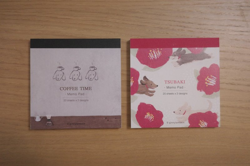 臘腸狗便條本組 Memo Pad_COFFEE TIME+TSUBAKI 無黏性 - 便條紙/便利貼 - 紙 咖啡色