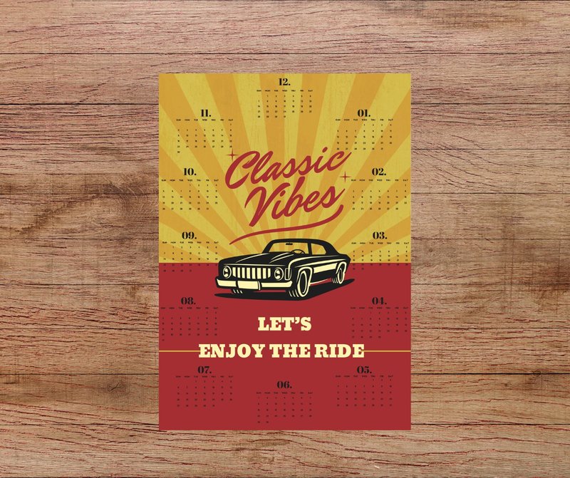 Legends on Wheels Digital wall calendar with outstanding design and classic cars - 電子似顏繪/繪畫/插畫 - 其他材質 