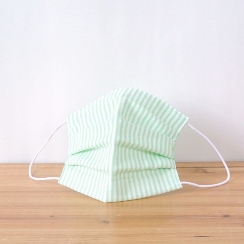 [For Men] TEMARIYA | handmade mask Stripe Green | Gentle Environmental products - マスク - コットン・麻 グリーン