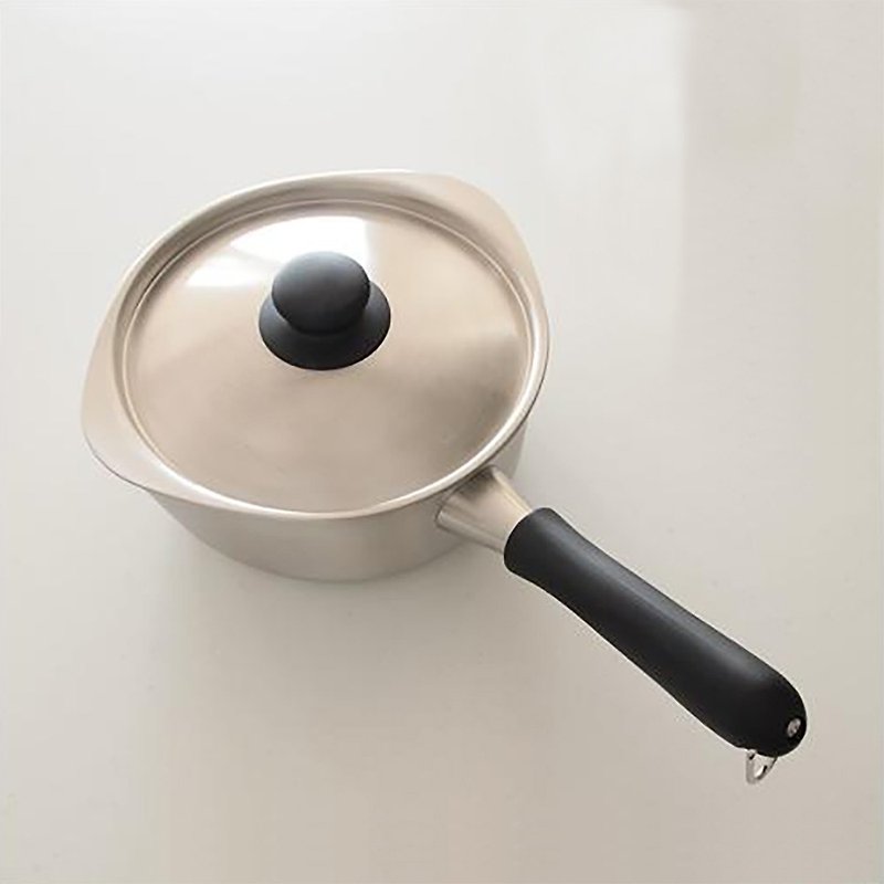 [Sori Yanagi] Three-layer steel one-hand pot 18cm-with lid - Pots & Pans - Stainless Steel 