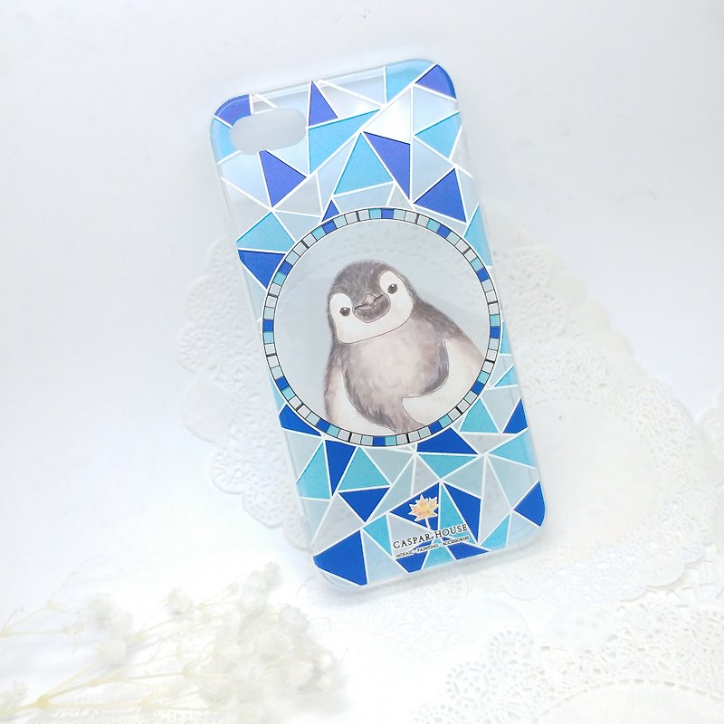 モザイク動物の携帯電話ケース - ペンギン - スマホケース - プラスチック ブルー