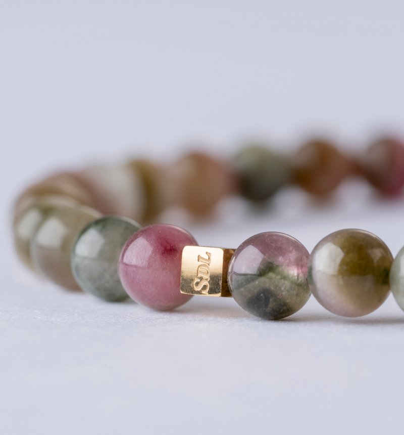 D14501 Icy Watermelon Tourmaline | Natural Energy Bracelet | 4-5mm - สร้อยข้อมือ - คริสตัล หลากหลายสี