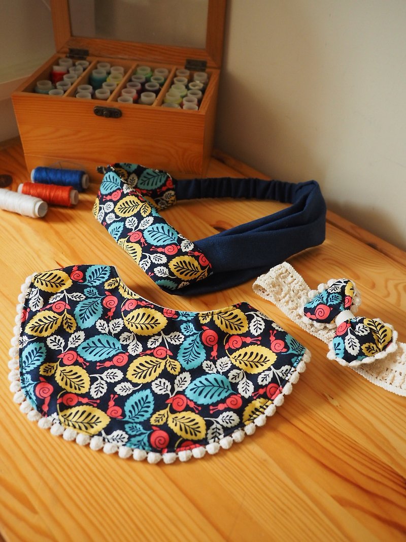 Handmade Baby Bib and headband gift set - Baby Gift Sets - Cotton & Hemp Multicolor