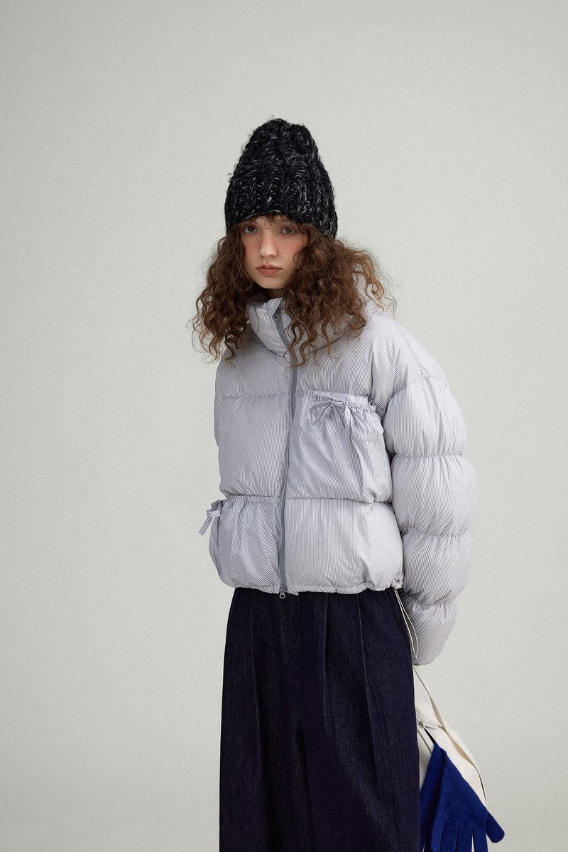 堆雪人 心動蝴蝶結短羽絨服 - 女上衣/長袖上衣 - 其他材質 多色