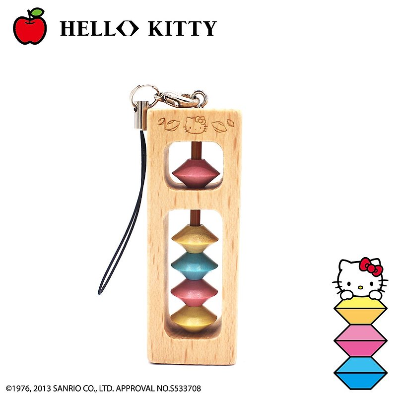 日本播州算盤 X Hello Kitty 原木算盤幸運吊飾 - 鑰匙圈/鎖匙扣 - 木頭 粉紅色