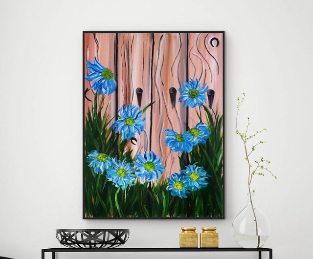 Summer Meadow Bliss: Blue Floral Canvas Art - Shop SurArt Wall