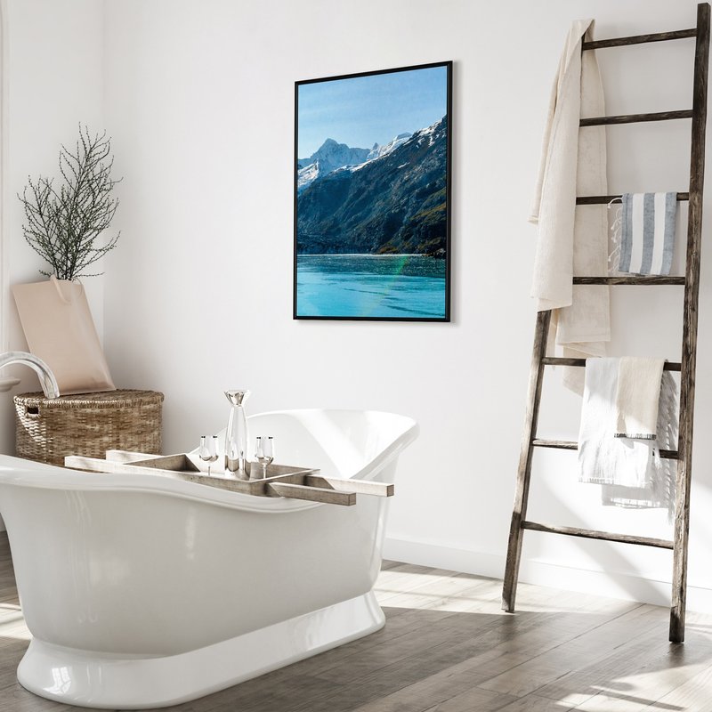 Alaska Whale Journey I - Natural landscape hanging paintings/bathroom hanging paintings/living room hanging paintings/home space - โปสเตอร์ - ผ้าฝ้าย/ผ้าลินิน สีน้ำเงิน