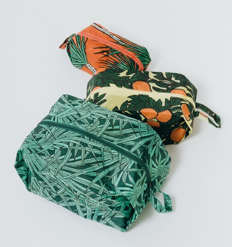 BAGGU旅行收納包三個一組-植物系列 - 化妝包/收納袋 - 防水材質 綠色
