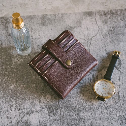寇比手工皮件 Colbie Leather 真皮扣式簡約卡片夾 C002 酒紅
