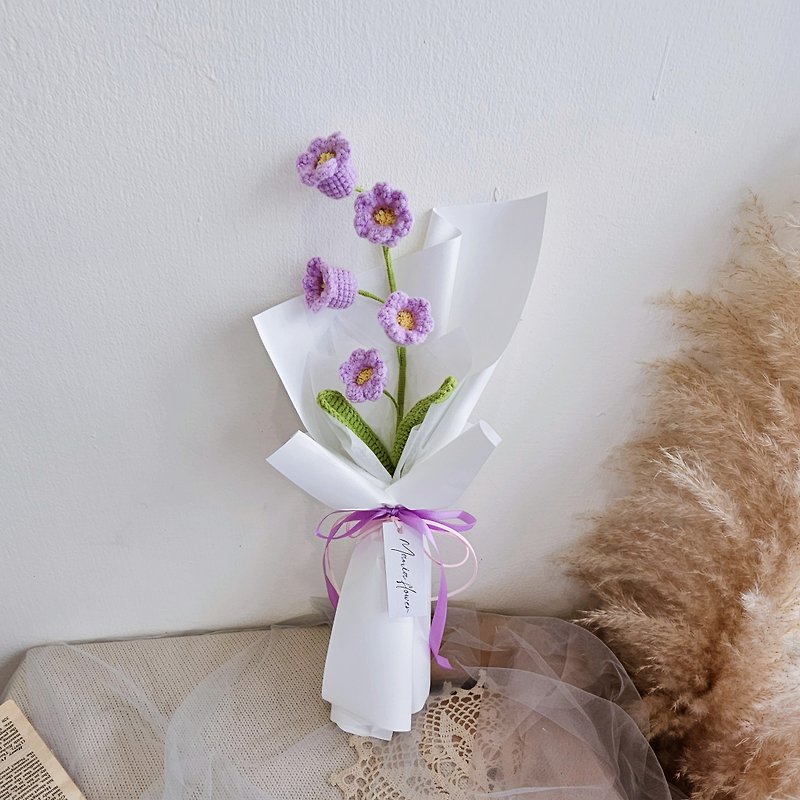 Lily of the Valley Knitted Bouquet Valentine's Day Gift 520 Graduation Fast Shipping in Stock - Dried Flowers & Bouquets - Cotton & Hemp Purple