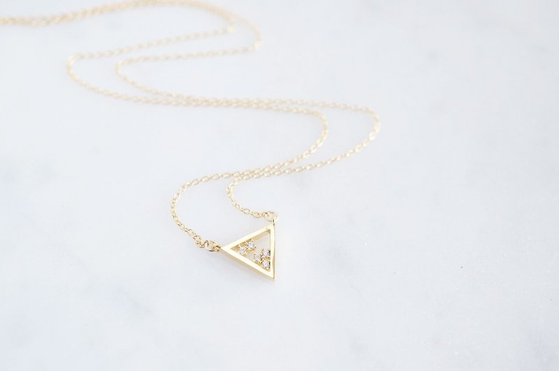 [14KGF] Necklace, CZ Triangle-Cosmic Triangle- - สร้อยคอ - แก้ว สีทอง