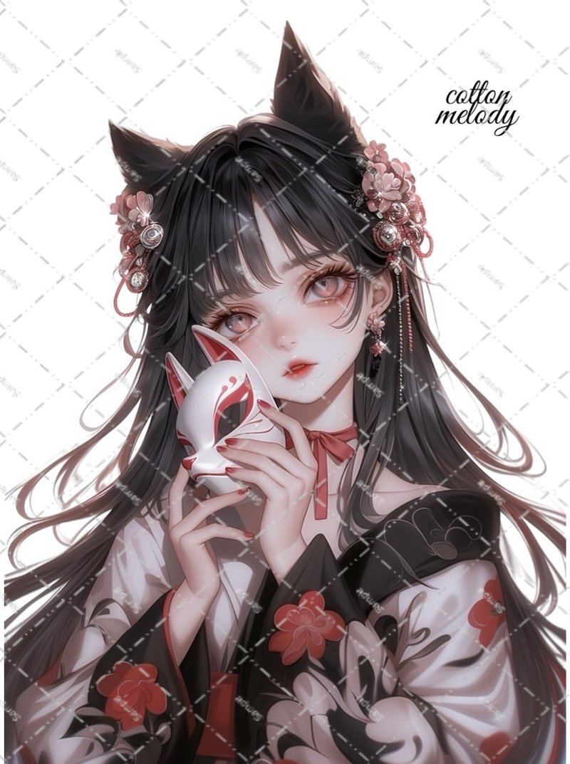 original sticker no.2145 人物ステッカー オリジナルステッカー オリジナル人物ステッカー 装飾ステッカー cotton melody - 貼紙 - 紙 