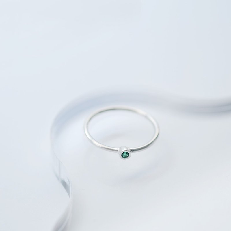 Minimal Emerald Ring Silver 925 - General Rings - Other Metals Green