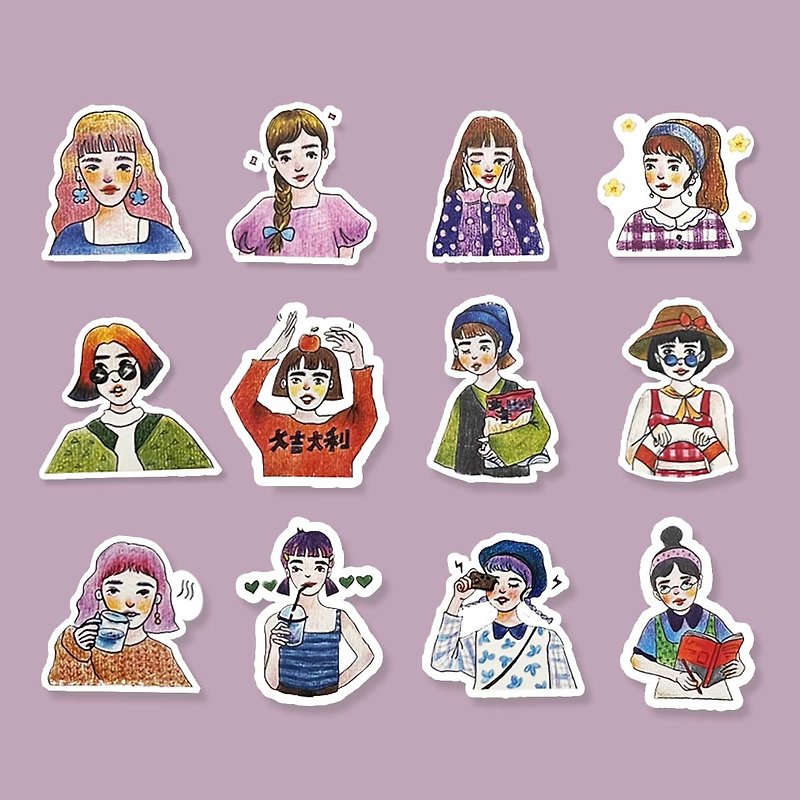 Japanese girl sticker set - สติกเกอร์ - กระดาษ 