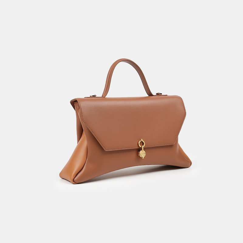 Rococo Corn Leather Bag - TAN&CARAMEL - กระเป๋าถือ - หนังเทียม สีนำ้ตาล