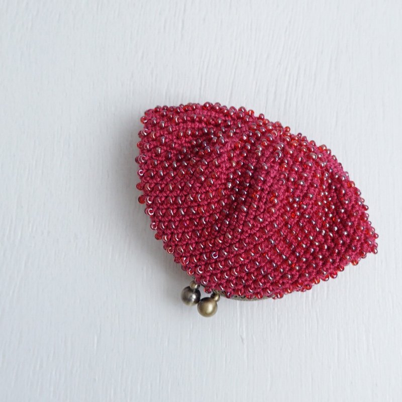 Ba-ba handmade Skipping Stiches Beads crochet pouch No.2074 - Wallets - Other Materials Red