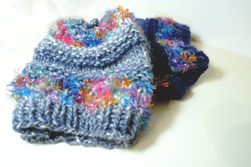 手編みの帽子のためのAraigneeデザイン*  -  //ラグキャップメラレウカグレーブルー色混合の特殊糸 - 帽子 - ウール ブルー