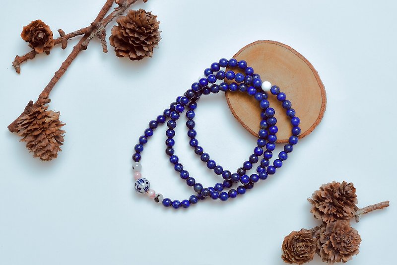 Suddenly (108 bracelets/rosary series) lapis lazuli -- peace - สร้อยข้อมือ - เครื่องเพชรพลอย สีน้ำเงิน