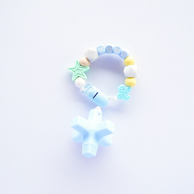 yuho star cactus blue wave absorbing block teether/customized pacifier chain - ของเล่นเด็ก - วัสดุอื่นๆ หลากหลายสี