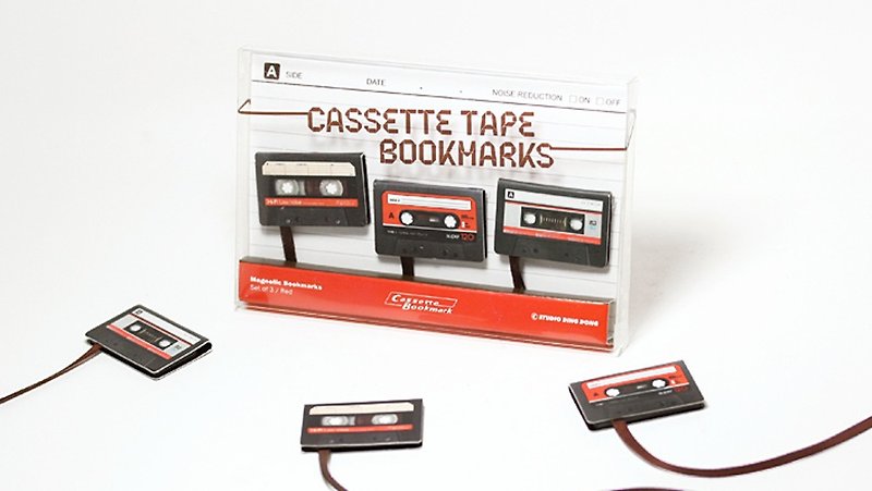 Nostalgic retro tape magnetic bookmark / classic red (three into a group) - Bookmarks - Other Materials Multicolor