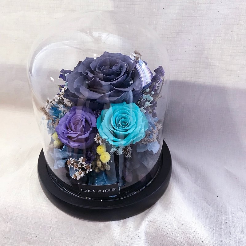 Vintage blue eternal flower night light / hot sale / FLORA FLWOER - โคมไฟ - พืช/ดอกไม้ สีดำ