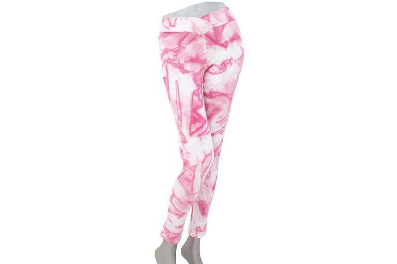 Superb comfort! Uneven dyed stretch leggings Long Pants <Pink> - กางเกงขายาว - วัสดุอื่นๆ สึชมพู