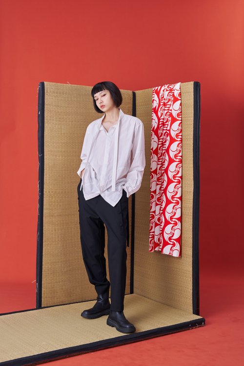 INF 長袖襯衫/解構衣領/綁帶/24AW-INF