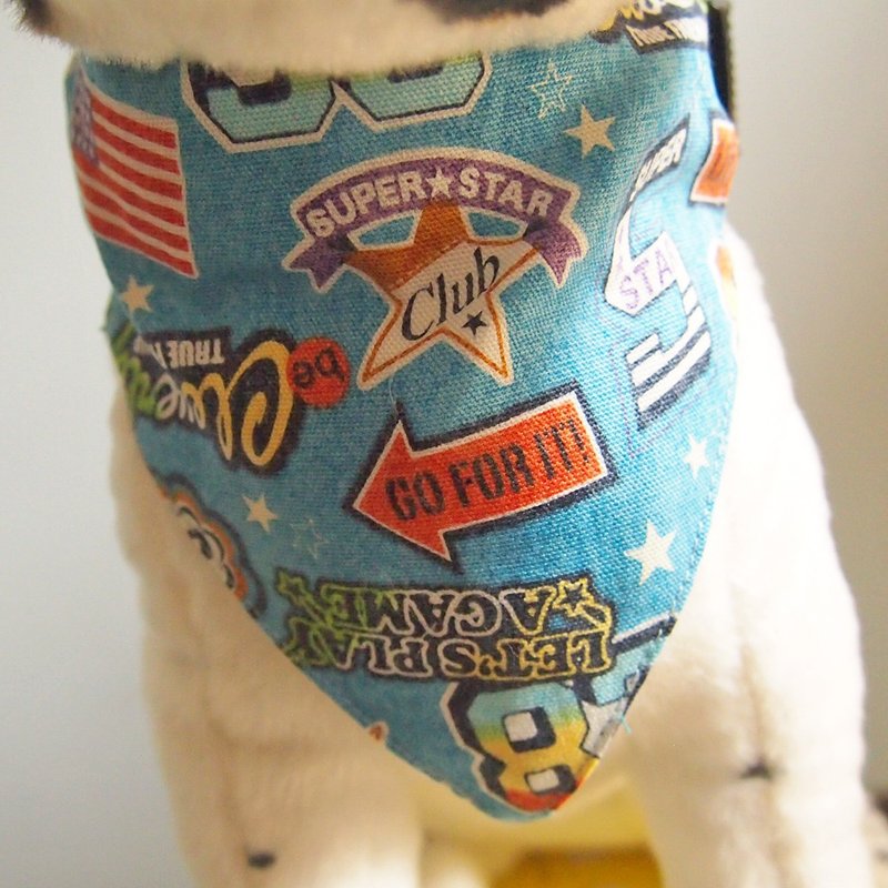 Graffiti style cat and dog scarf decorative collar - Collars & Leashes - Cotton & Hemp Blue