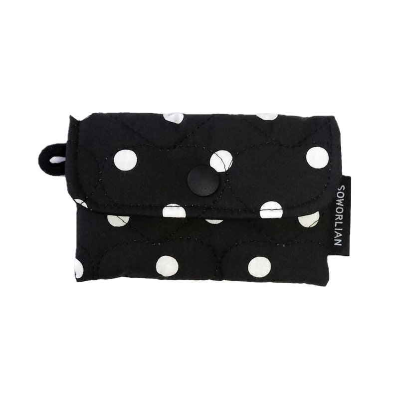 Soworlian_Simple Card Wallet / Dot Black - 皮夾/長短夾/錢包 - 棉．麻 黑色