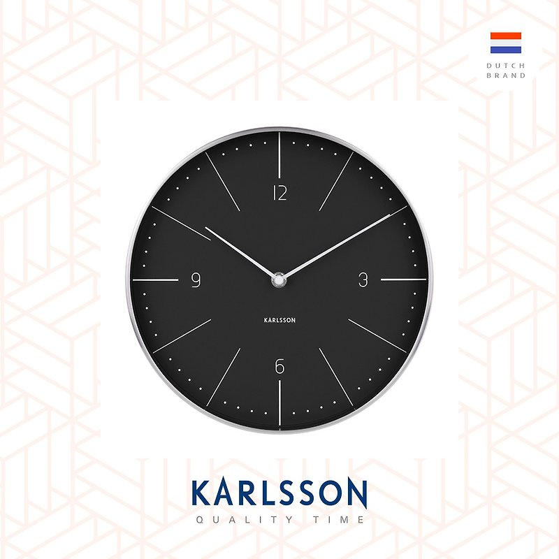 Karlsson, Wall clock Normann numbers black, brushed case - นาฬิกา - โลหะ สีดำ