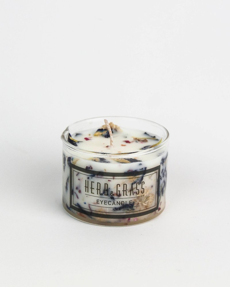 Herbal scented candle 120ml - butterfly bean flower and chrysanthemum - เทียน/เชิงเทียน - ขี้ผึ้ง 