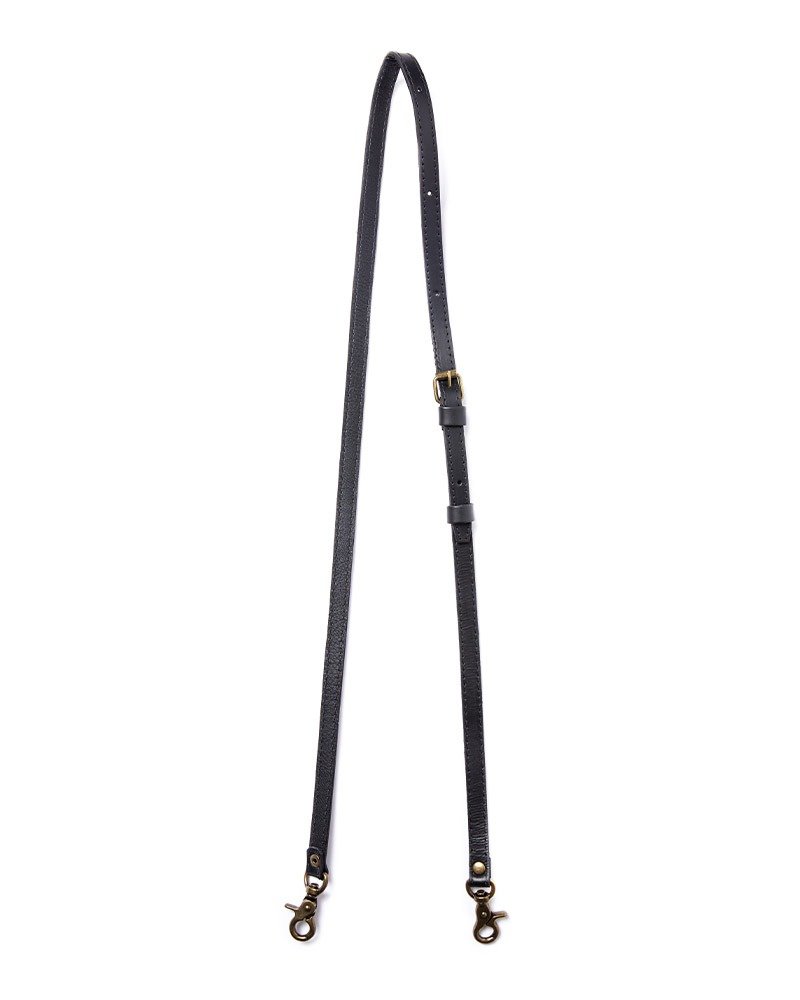 SAMI black slim leather shoulder strap - อื่นๆ - หนังแท้ สีดำ