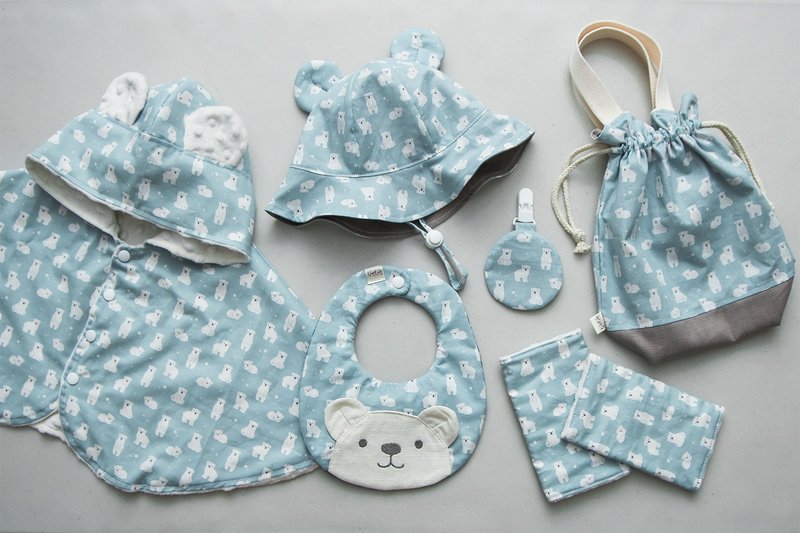 Polar bear shaped round pocket/ pacifier chain/safe blessing bag/sun visor/manual protective cover/moon gift box - ของขวัญวันครบรอบ - ผ้าฝ้าย/ผ้าลินิน 