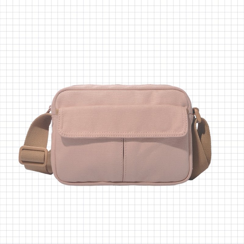 EP2 square flap side backpack EP2-1006-A-PN [Taiwan original bag brand] - กระเป๋าแมสเซนเจอร์ - ผ้าฝ้าย/ผ้าลินิน สึชมพู