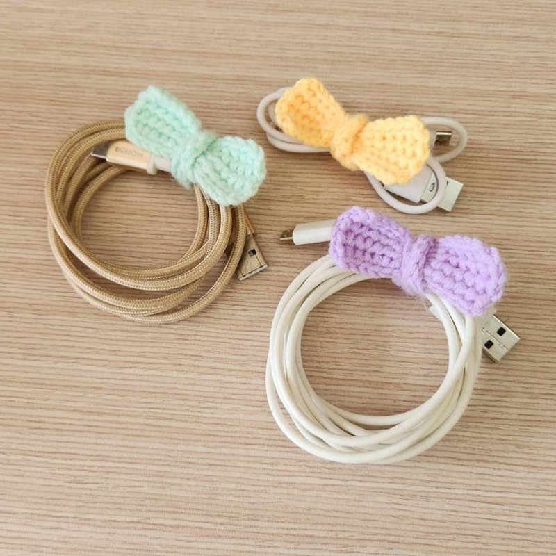 Bow tie reel, crochet handmade finished rope take-up - อื่นๆ - ผ้าฝ้าย/ผ้าลินิน สึชมพู