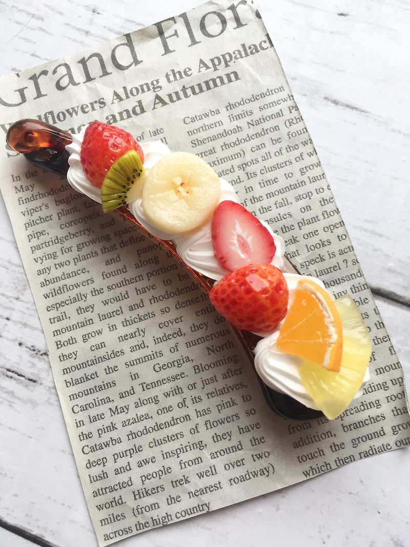 Strawberry and Fruit Banana Clip Sweets Deco Fake Sweets - Hair Accessories - Clay Brown